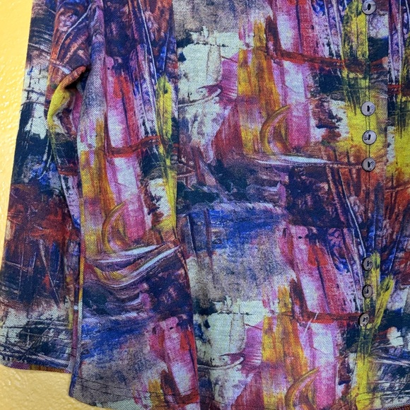 Parsley & Sage Colorful Abstract Women's Blouse/short tunic Medium Made in India - Picture 2 of 8